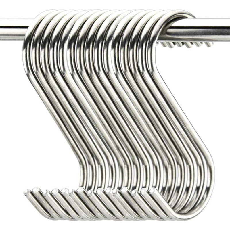 Aubcee 20 Pack 3.5" Hooks S Shaped Hanging Hooks Stainless Steel Metal Hangers Hanging Hooks Kitchen,Closet,Bathroom,Work Shop,Garden,Outdoor etc. - Image 1